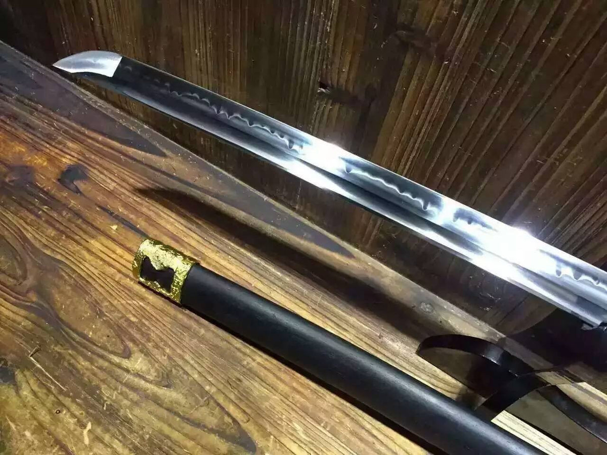 Nihontou Tachi/Katana/High carbon steel/Black wood,Alloy tosogu/Full tang - Chinese sword shop