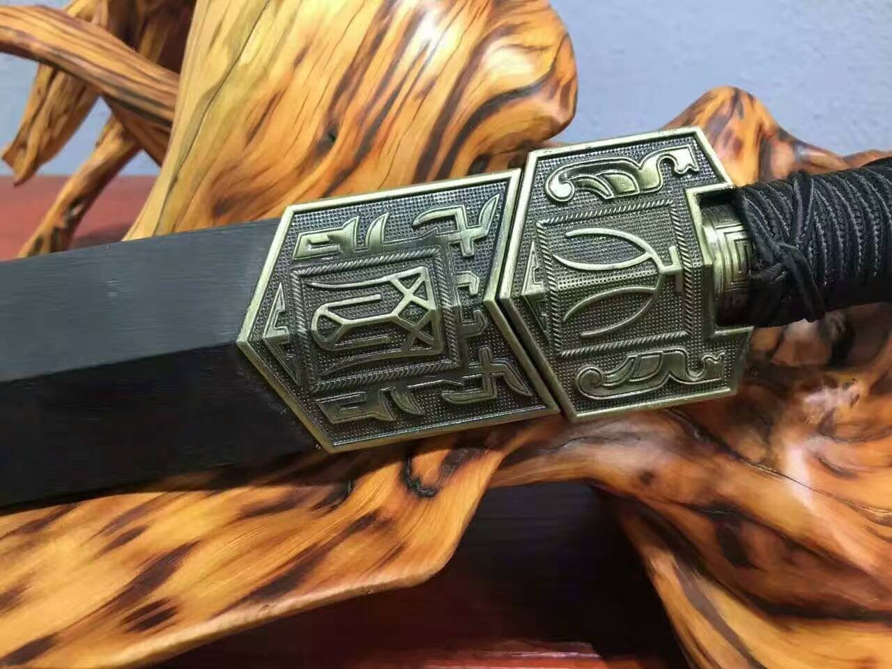 Han jian,High carbon steel eight surface blade Black scabbard Alloy fitted - Chinese sword shop