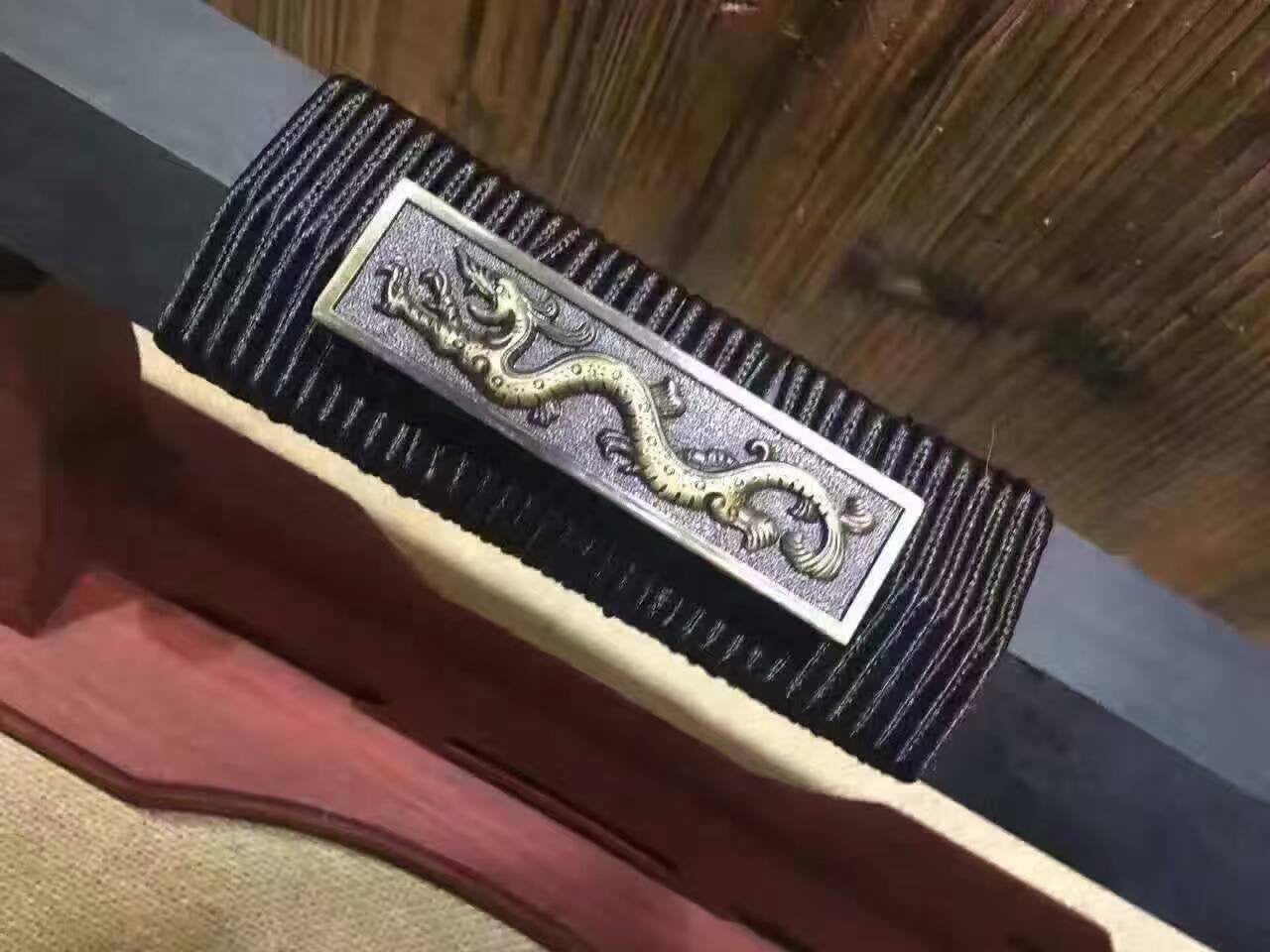 Han sword/Damascus steel red blade handmade/Dark wood Scabbard - Chinese sword shop