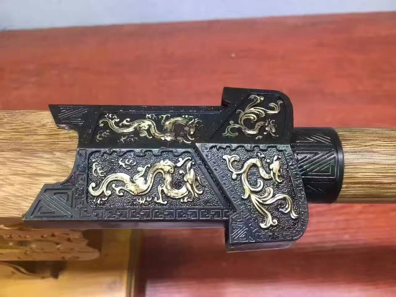 Han jian/Damascus steel blade/Rosewood scabbard/Brass/Length 42" - Chinese sword shop