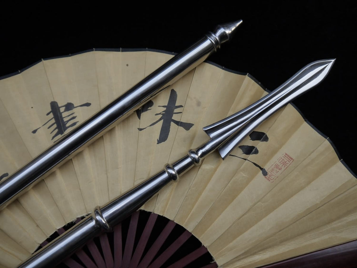 Tai chi Spear/Overall stainless steel Handmade/Two rod/lance - Chinese sword shop