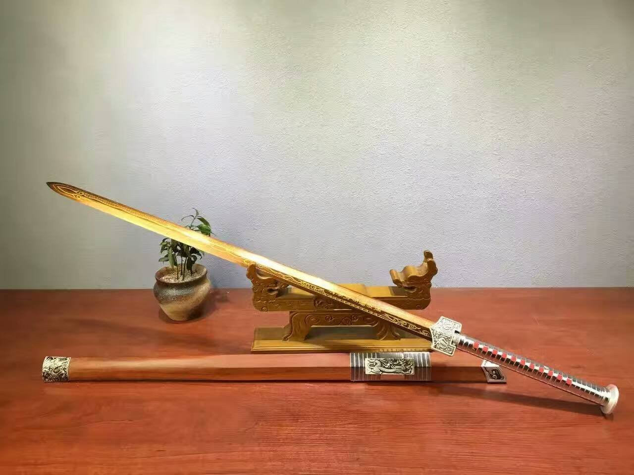 Han jian,High carbon steel Surface engraving pattern blade,Rosewood - Chinese sword shop