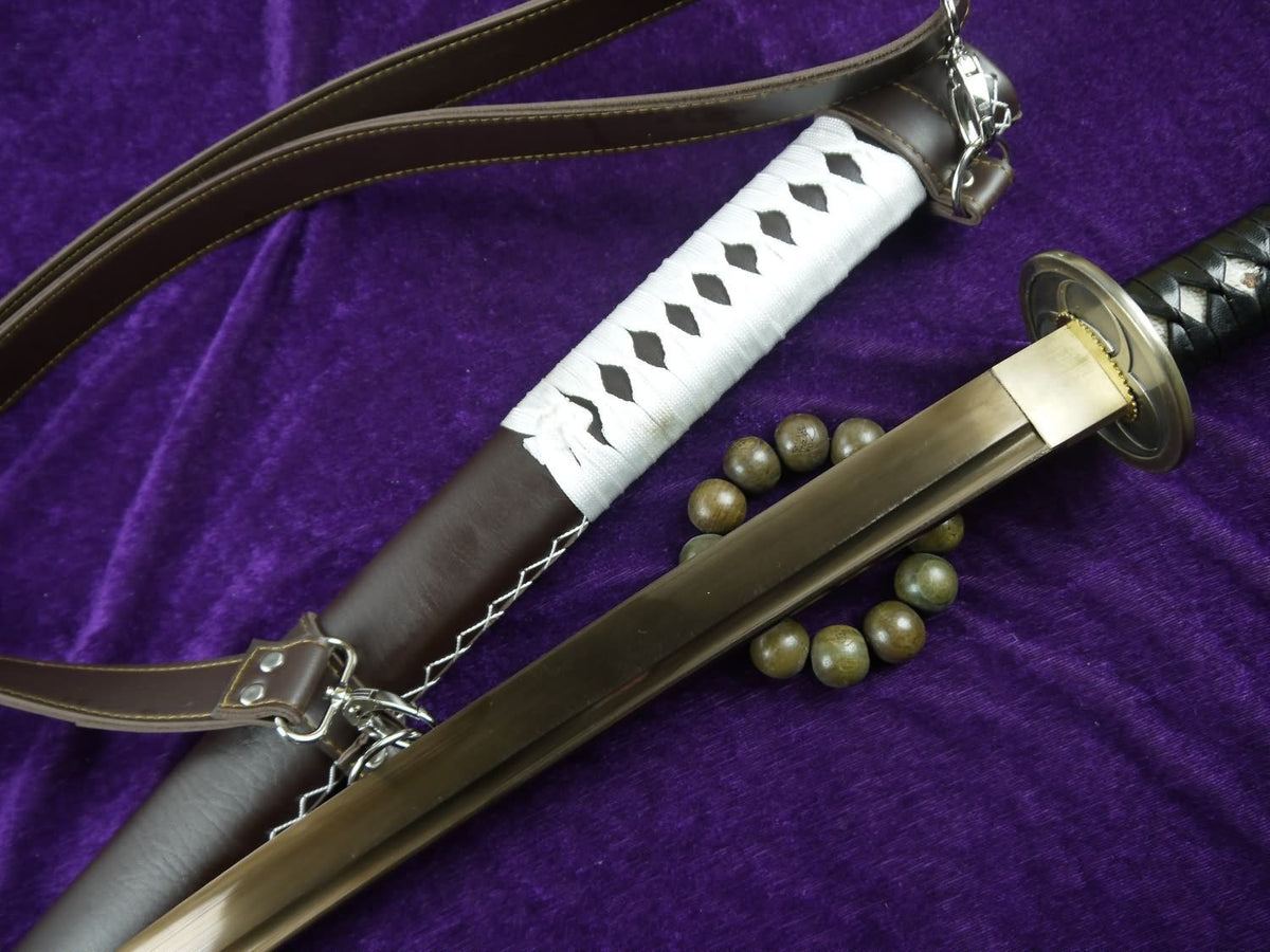 Uchikatana/High carbon steel Golden blade/Leather scabbard/Alloy fittings - Chinese sword shop