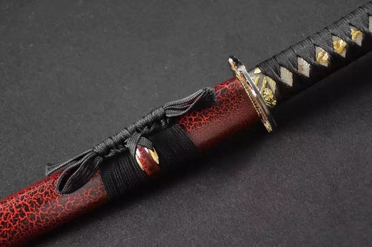 Samurai sword/Katana uchigatana/High manganese steel red blade/Wood scabbard/Full tang/Length 39" - Chinese sword shop