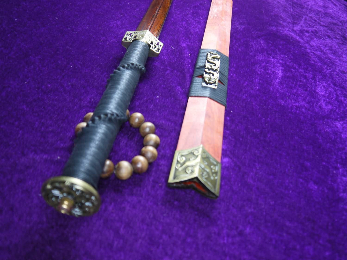 Han swords/Damascus steel red blade/Redwood scabbard/Alloy/Length 39" - Chinese sword shop