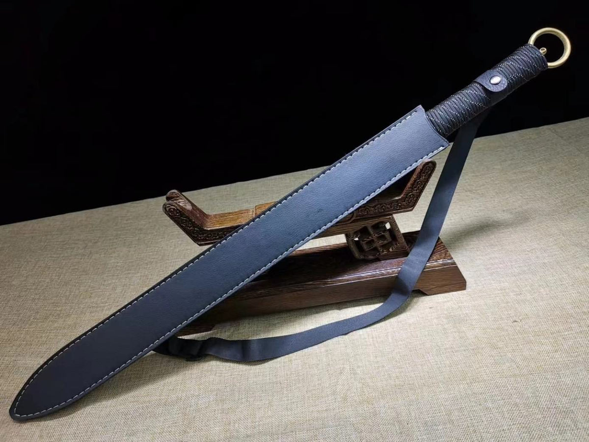 LOONGSWORD,chinese sword,Full Tang jian High Carbon Steel octahedral Blade,PU Scabbard