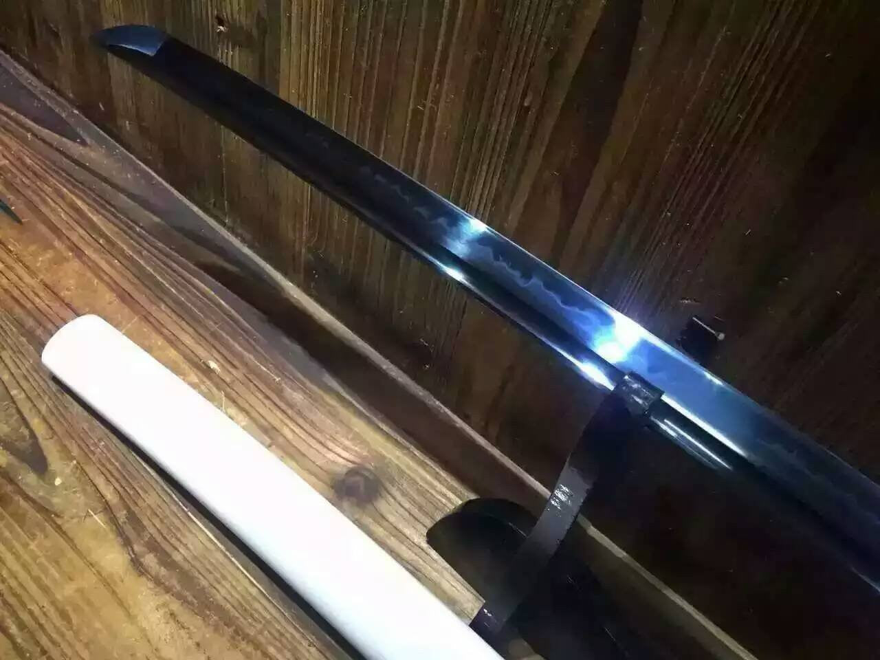 Samurai sword/katana/T10 high carbon steel blue blade/Solid wood Scabbard/Copper tusba/Length 39" - Chinese sword shop