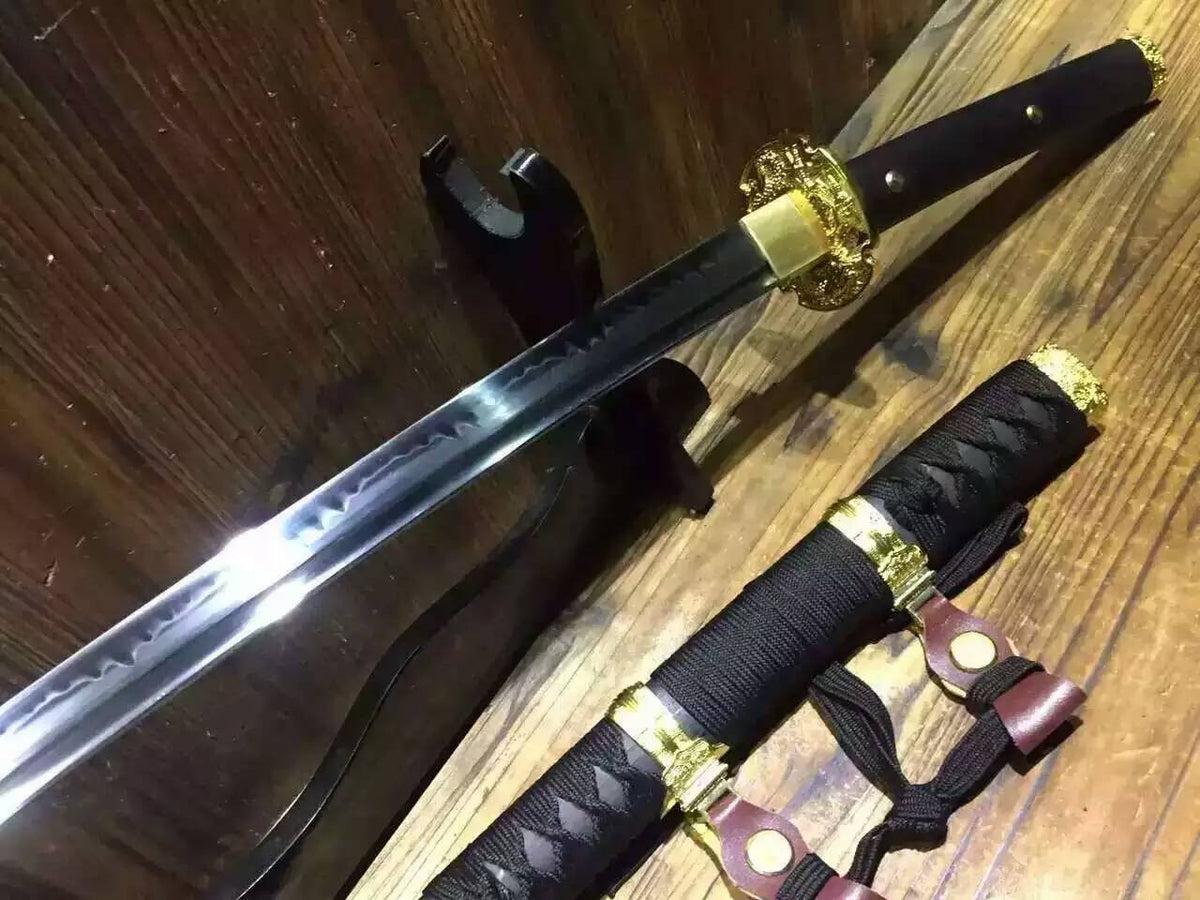 Nihontou Tachi/Katana/High carbon steel/Black wood,Alloy tosogu/Full tang - Chinese sword shop
