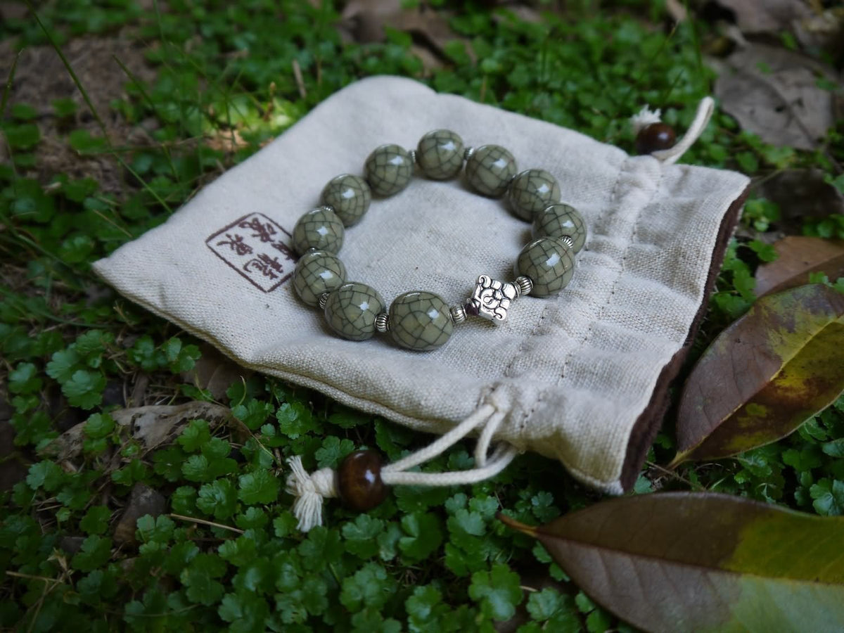 Longquan celadon Ge kiln/Celadon bracelet/Chain/Swarovski no.624 - Chinese sword shop