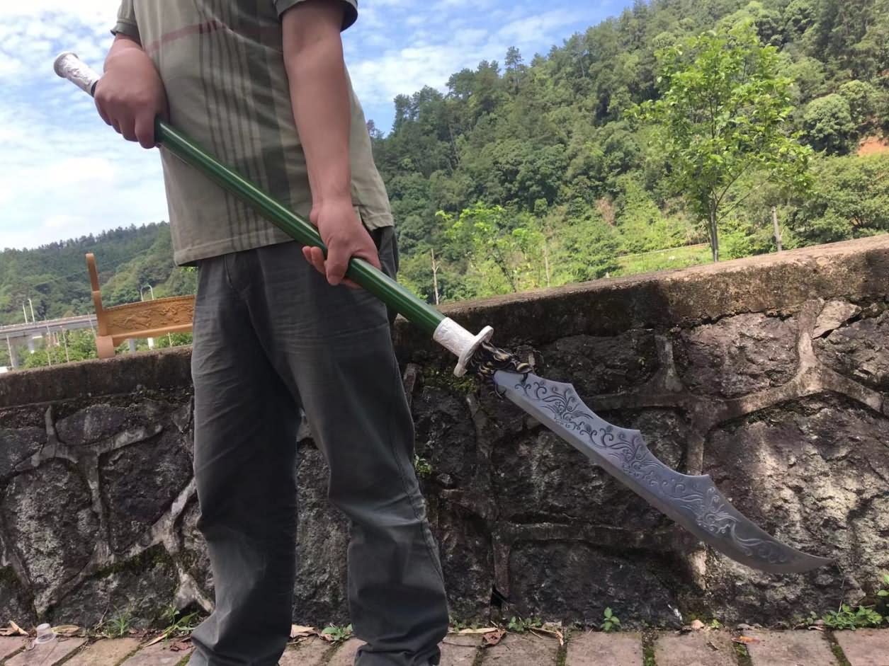 Kwan dao chinese sword,Forged High Carbon Steel blade,Green rod