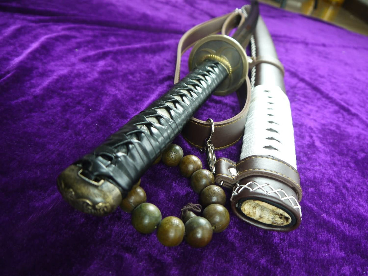 Uchikatana/High carbon steel Golden blade/Leather scabbard/Alloy fittings - Chinese sword shop