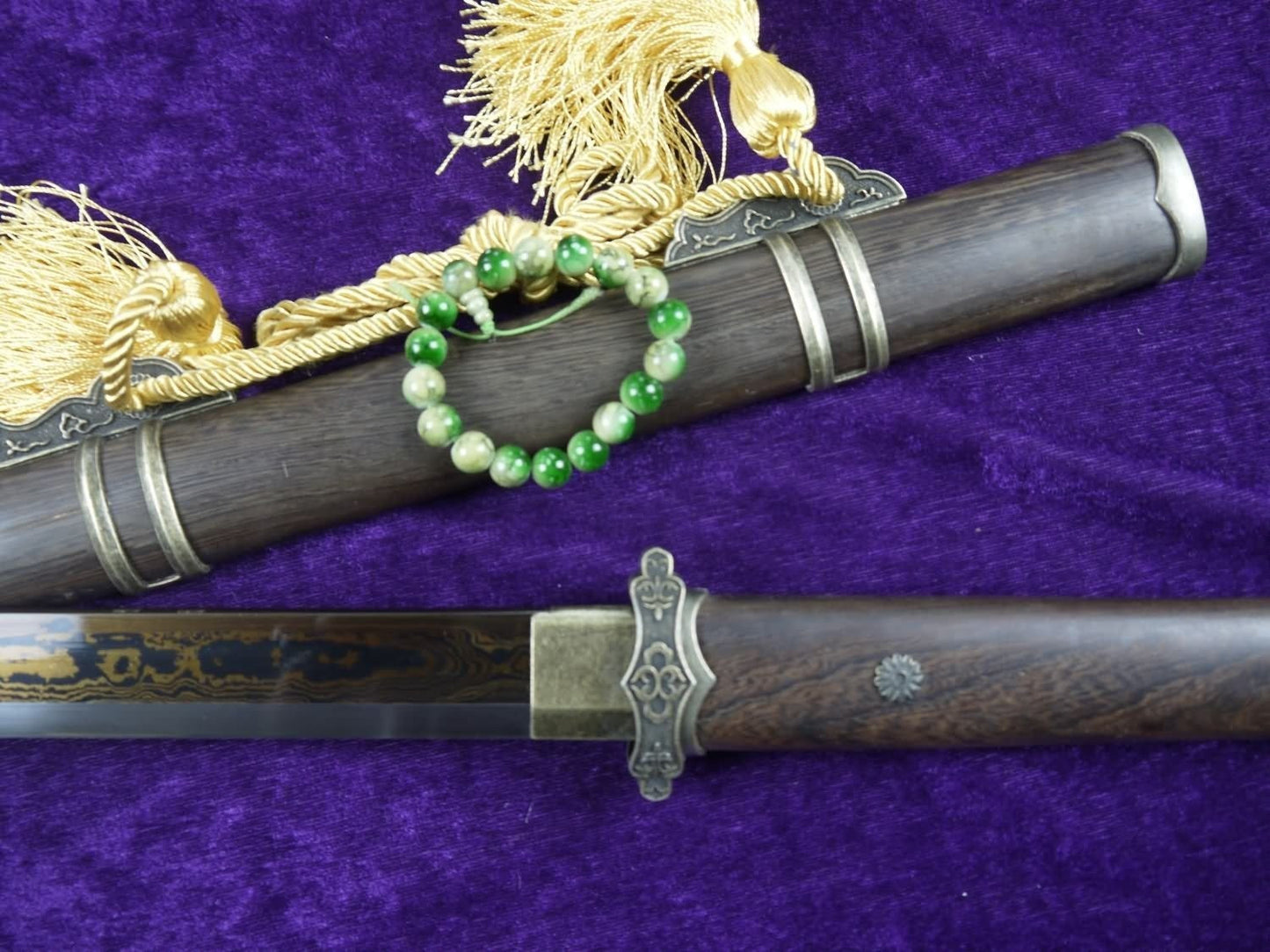 Tang dao sword/Damascus Steel blade/Rosewood Saya/Alloy fittings/Length 39" - Chinese sword shop