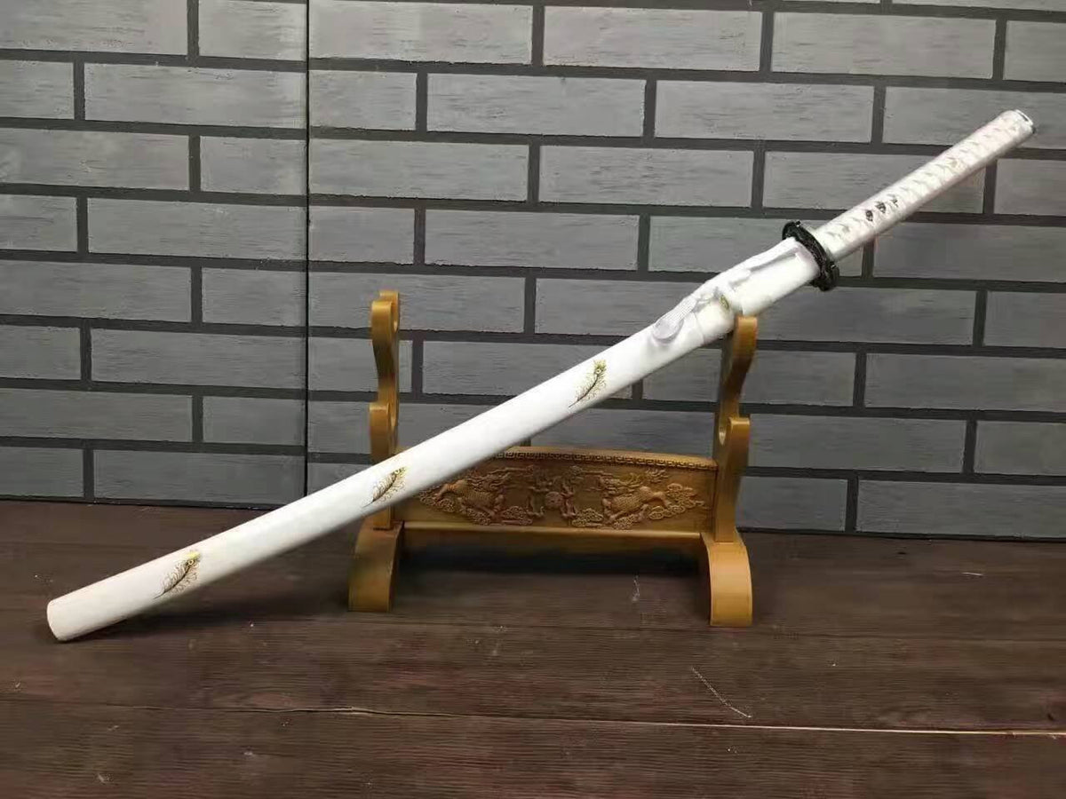 Katana uchigatana/High carbon steel blade/White paint scabbard/Alloy - Chinese sword shop