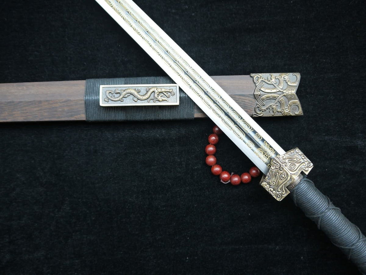Han sword,Damascus steel Etching flame grain,Rosewood scabbard,Alloy - Chinese sword shop