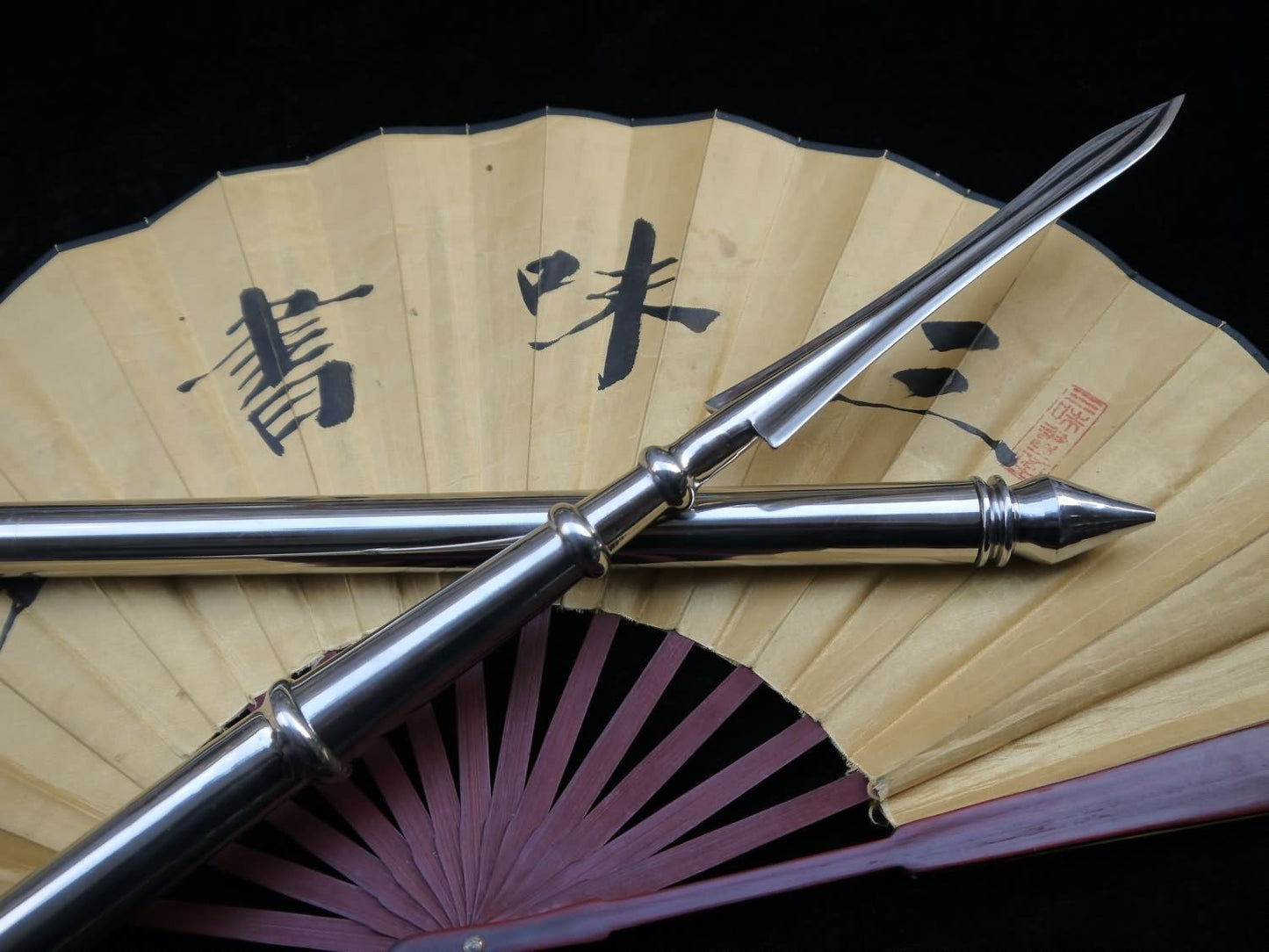 Tai chi Spear/Overall stainless steel Handmade/Two rod/lance - Chinese sword shop