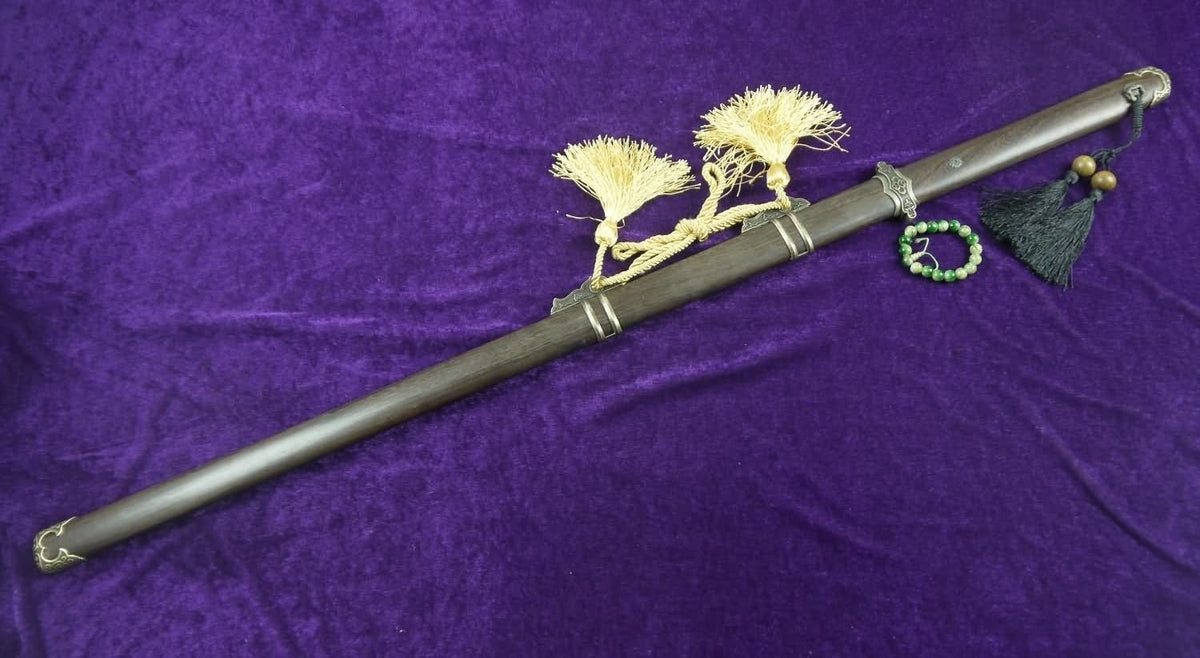 Tang dao sword/Damascus Steel blade/Rosewood Saya/Alloy fittings/Length 39" - Chinese sword shop