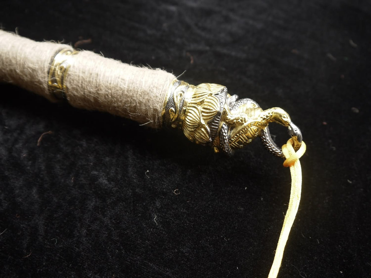 Tortoise snake sword,Damascus steel,Black Scabbard,Hemp twine - Chinese sword shop