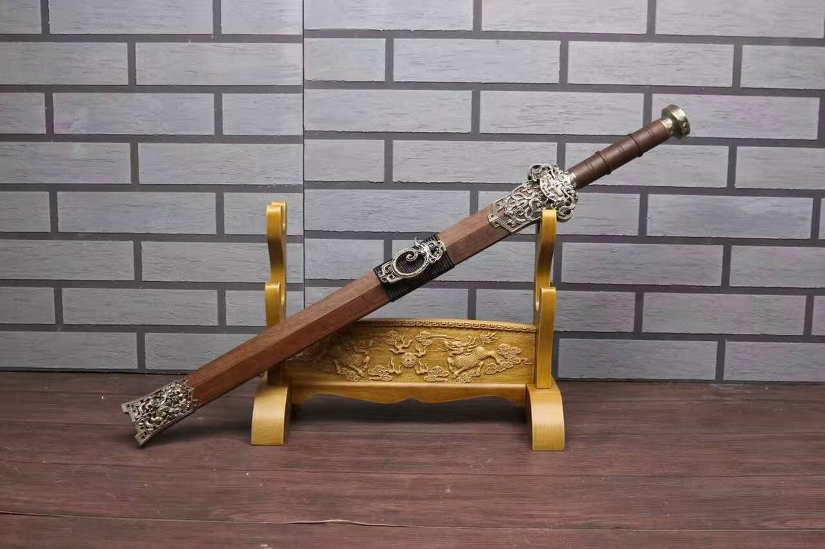 Longquan sword,High carbon steel etch blade,Rosewood scabbard - Chinese sword shop