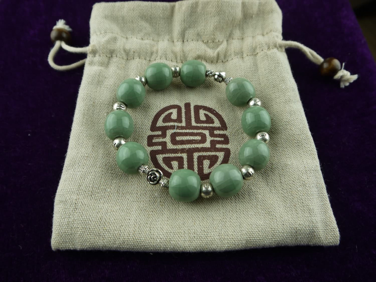 Longquan celadon Ge Kiln/Celadon bracelet/Swarovski no.1122 - Chinese sword shop
