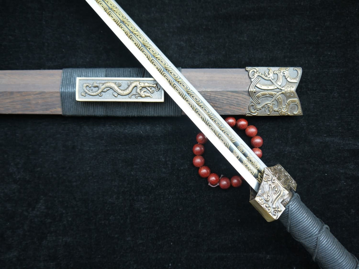 Han sword,Damascus steel Etching flame grain,Rosewood scabbard,Alloy - Chinese sword shop