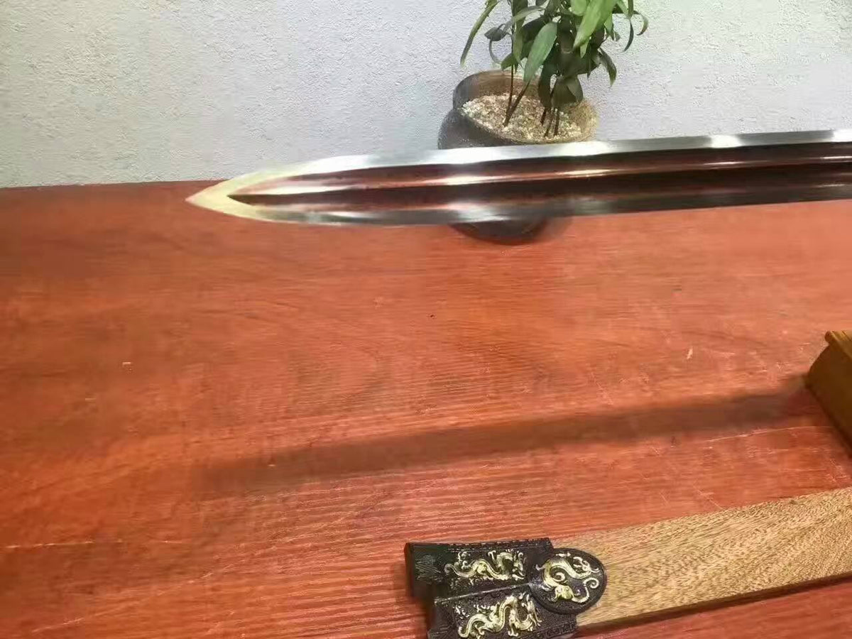 Han jian/Damascus steel blade/Rosewood scabbard/Brass/Length 42" - Chinese sword shop