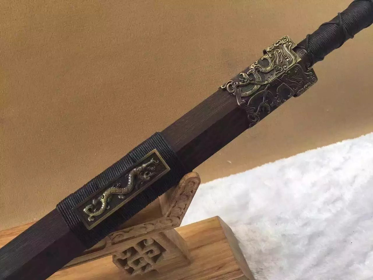 Han jian,High carbon steel Etching flame grain blade,Rosewood scabbard - Chinese sword shop