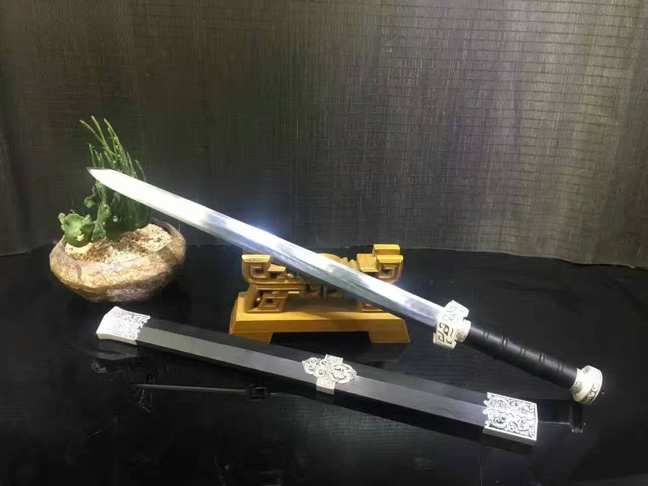 Qin jian sword/High carbon steel eight surface blade/Black wood/Length 31" - Chinese sword shop