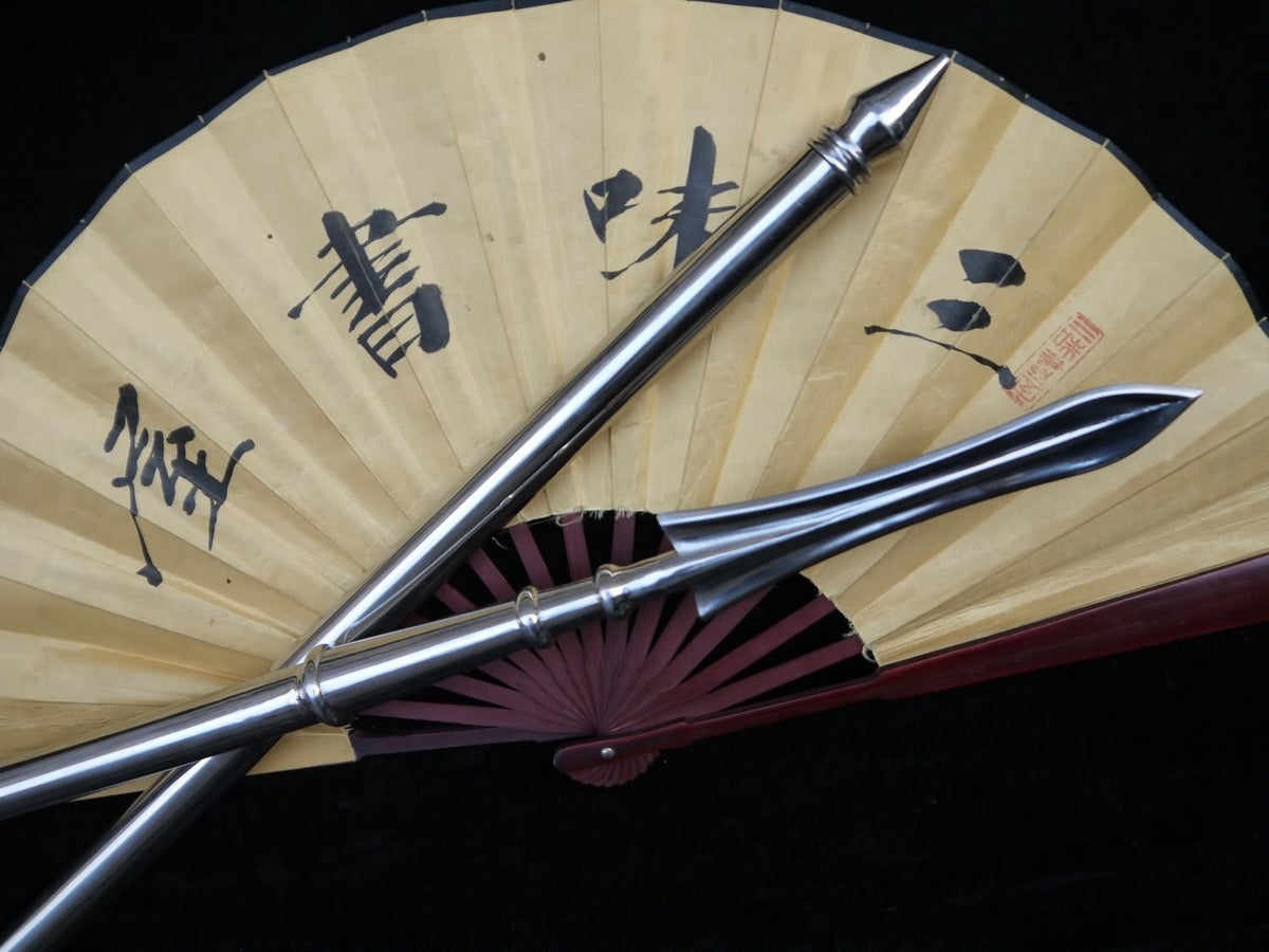 Tai chi Spear/Overall stainless steel Handmade/Two rod/lance - Chinese sword shop