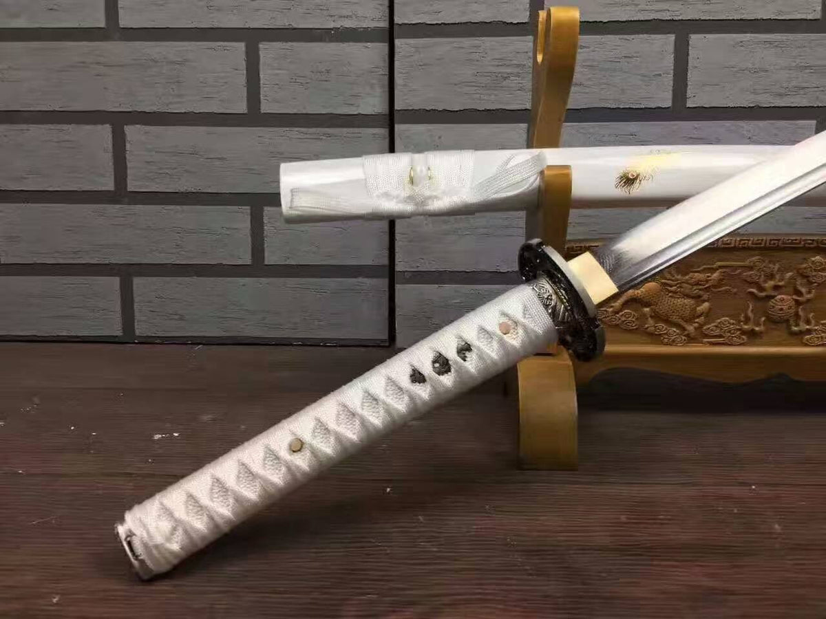 Katana uchigatana/High carbon steel blade/White paint scabbard/Alloy - Chinese sword shop