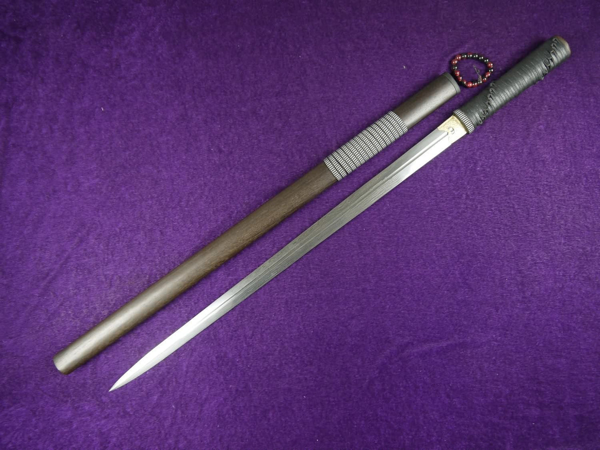 Chinese sword/Damascus steel Single groove blade/Full tang/Rosewood - Chinese sword shop