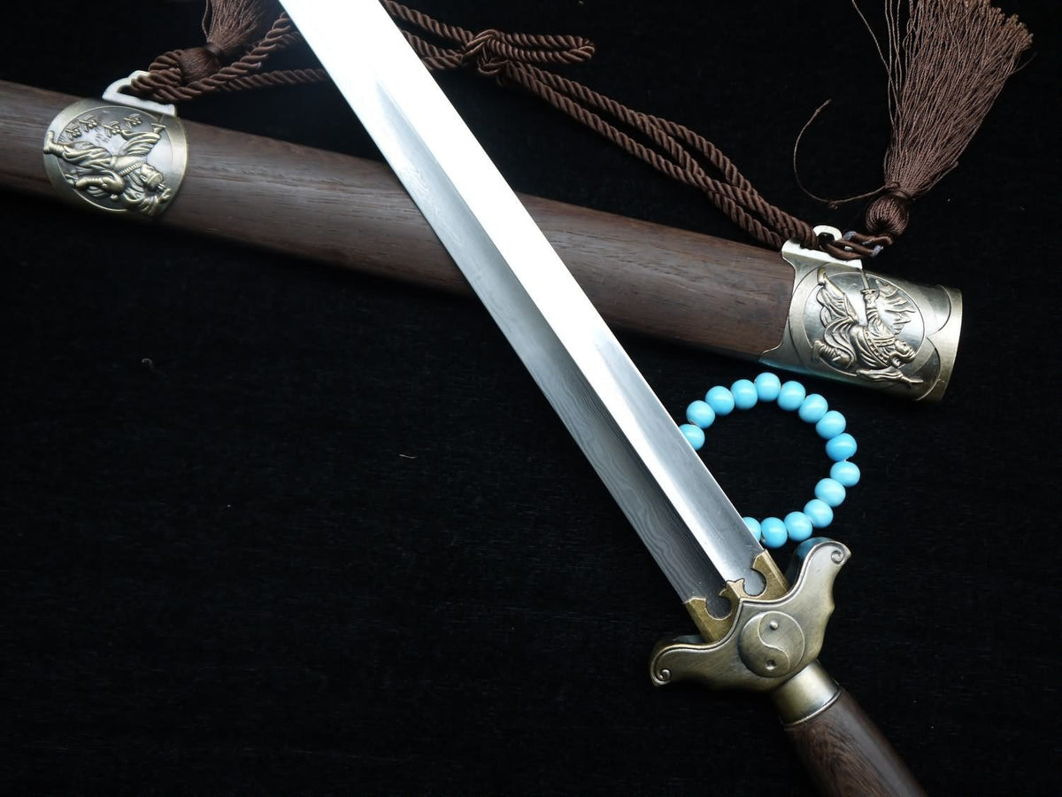 Tai chi Sword/Damascus steel blade/Rosewood scabbard/Alloy fittings - Chinese sword shop
