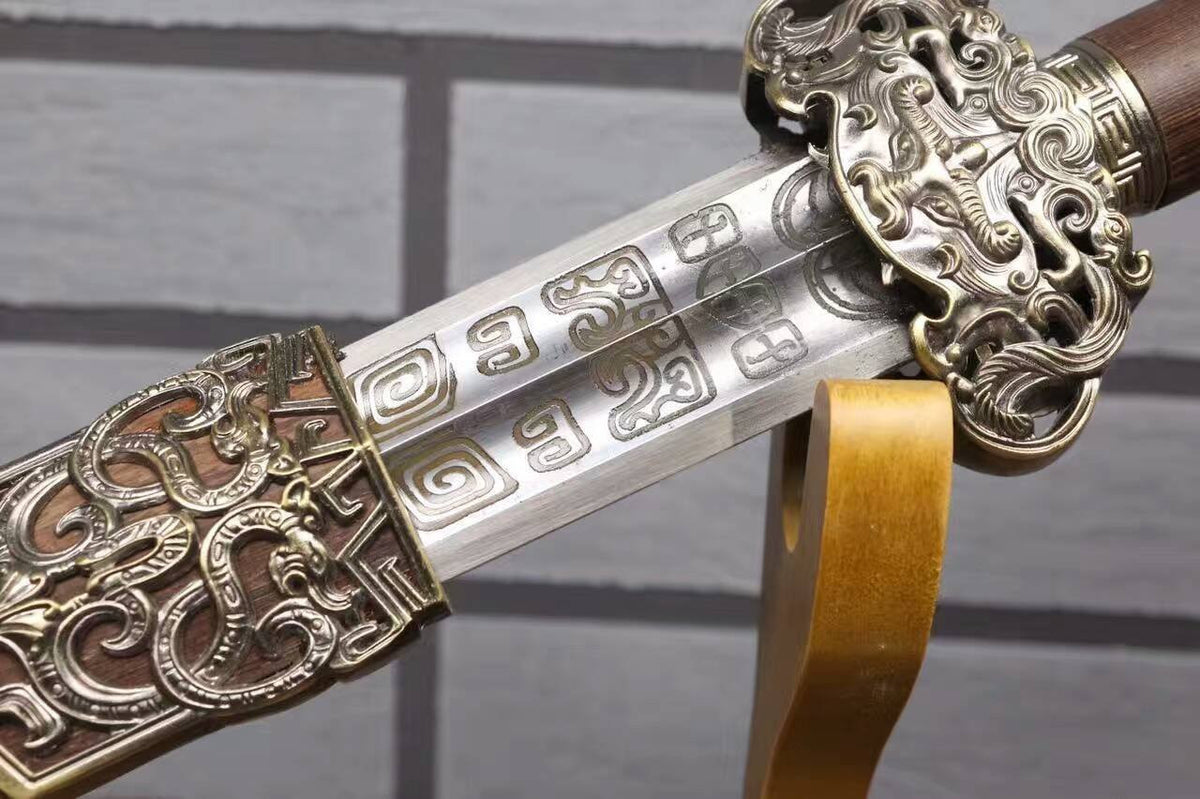 Longquan sword,High carbon steel etch blade,Rosewood scabbard - Chinese sword shop