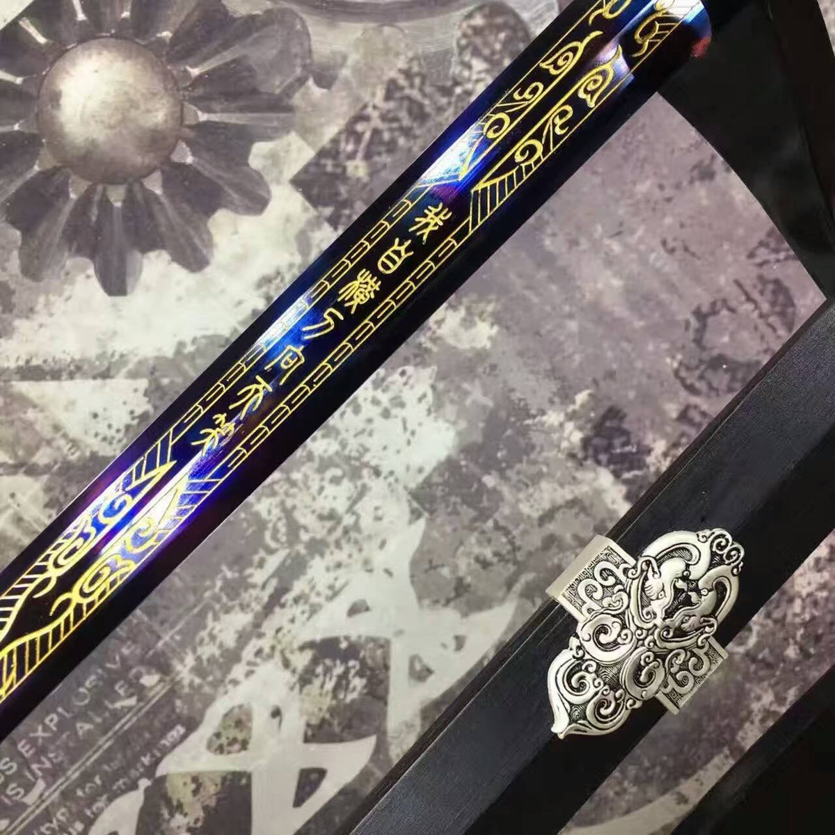 Han Jian/High carbon steel eight surface blade/Black scabbard/Length 39" - Chinese sword shop