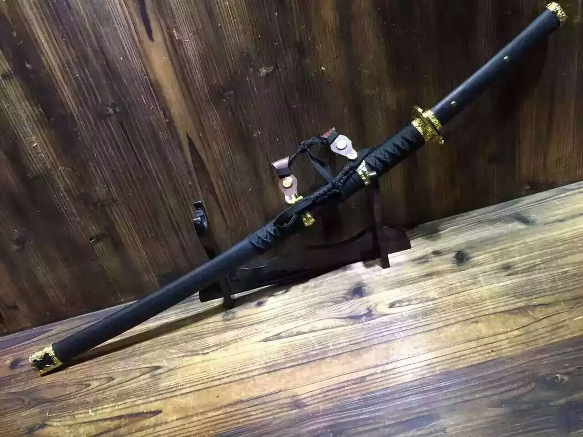 Nihontou Tachi/Katana/High carbon steel/Black wood,Alloy tosogu/Full tang - Chinese sword shop
