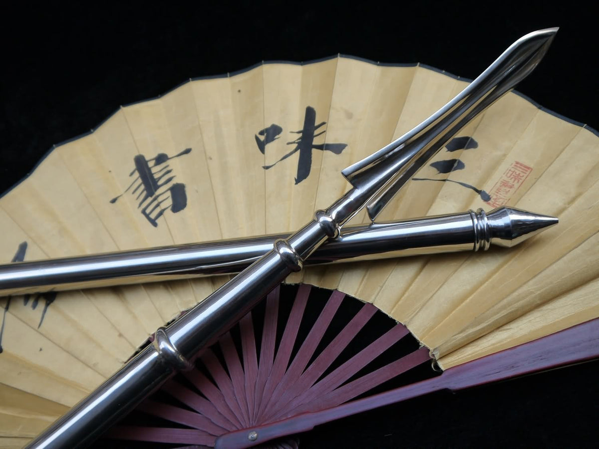 Tai chi Spear/Overall stainless steel Handmade/Two rod/lance - Chinese sword shop