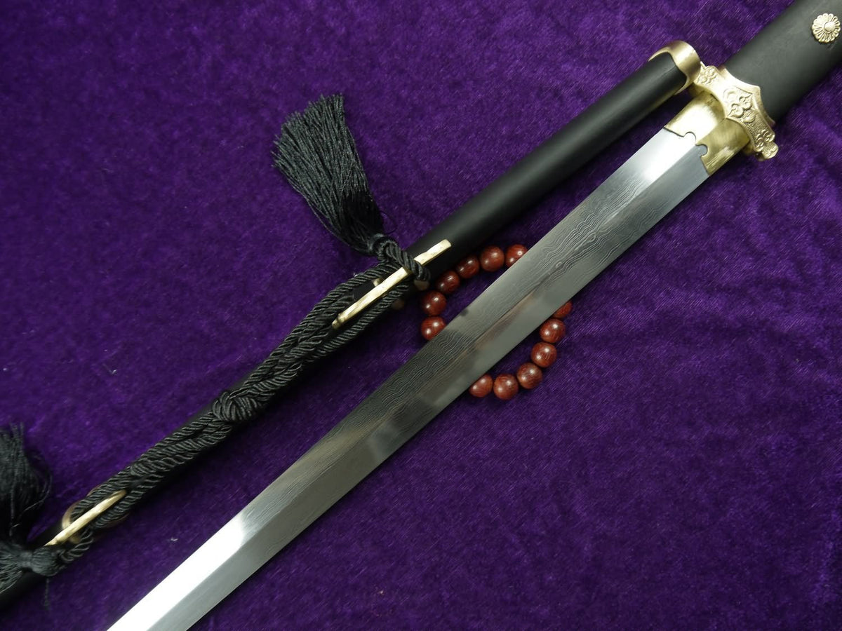 Tang jian/Damascus Steel blade/Black scabbard/Brass fittings/Full Tang - Chinese sword shop