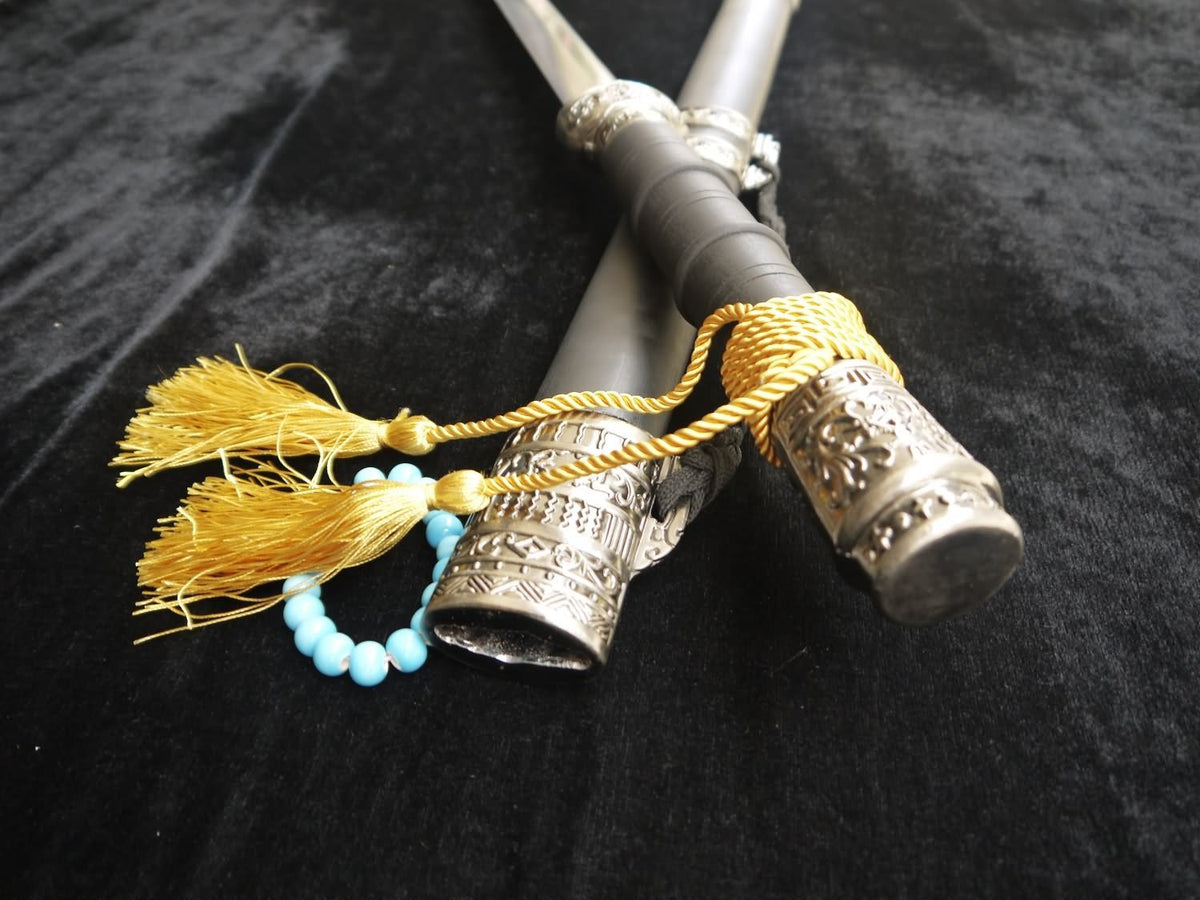 Hidden Dragon sword(Damascus steel,Black wood scabbard,Alloy fitted)Length 39" - Chinese sword shop