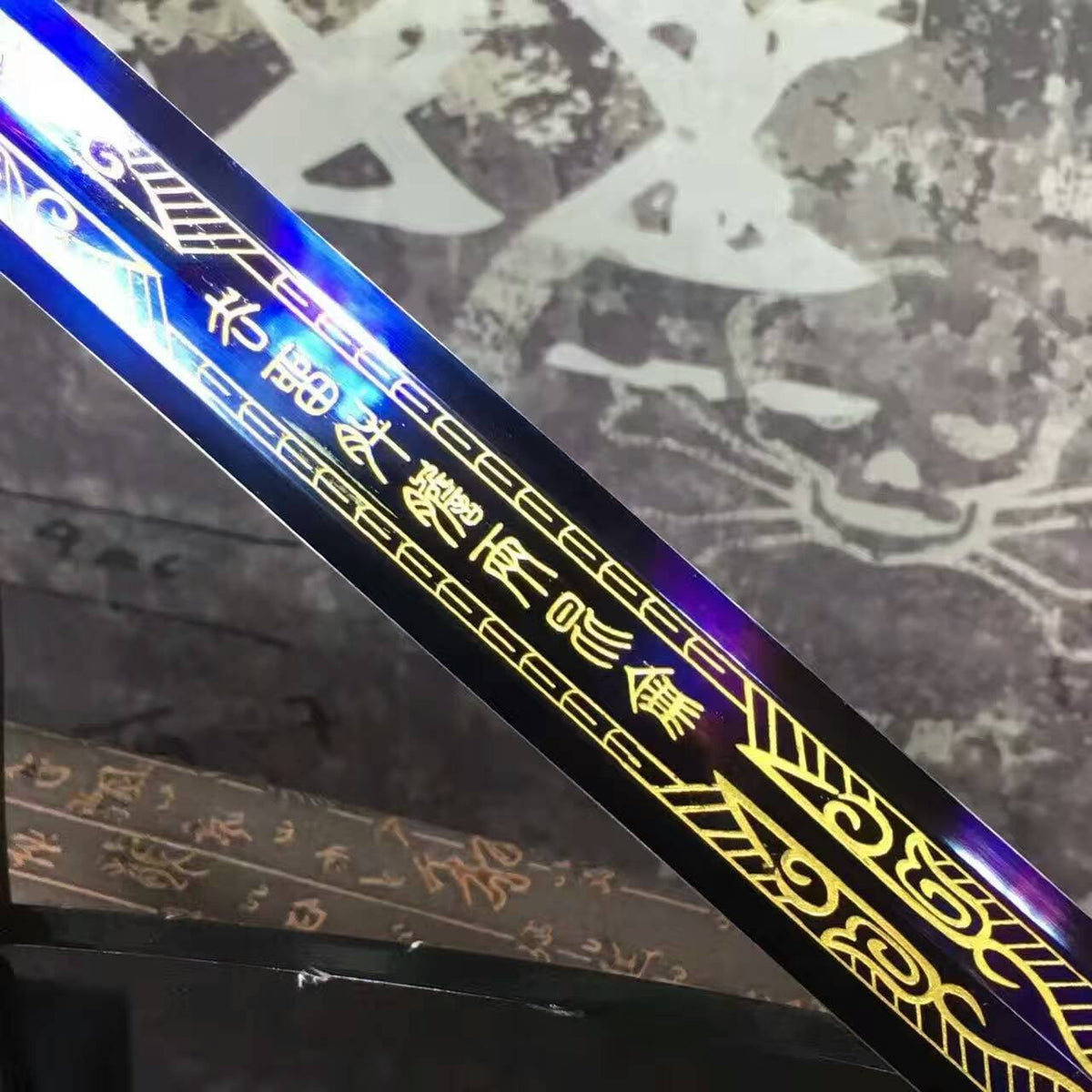 Han Jian/High carbon steel eight surface blade/Black scabbard/Length 39" - Chinese sword shop