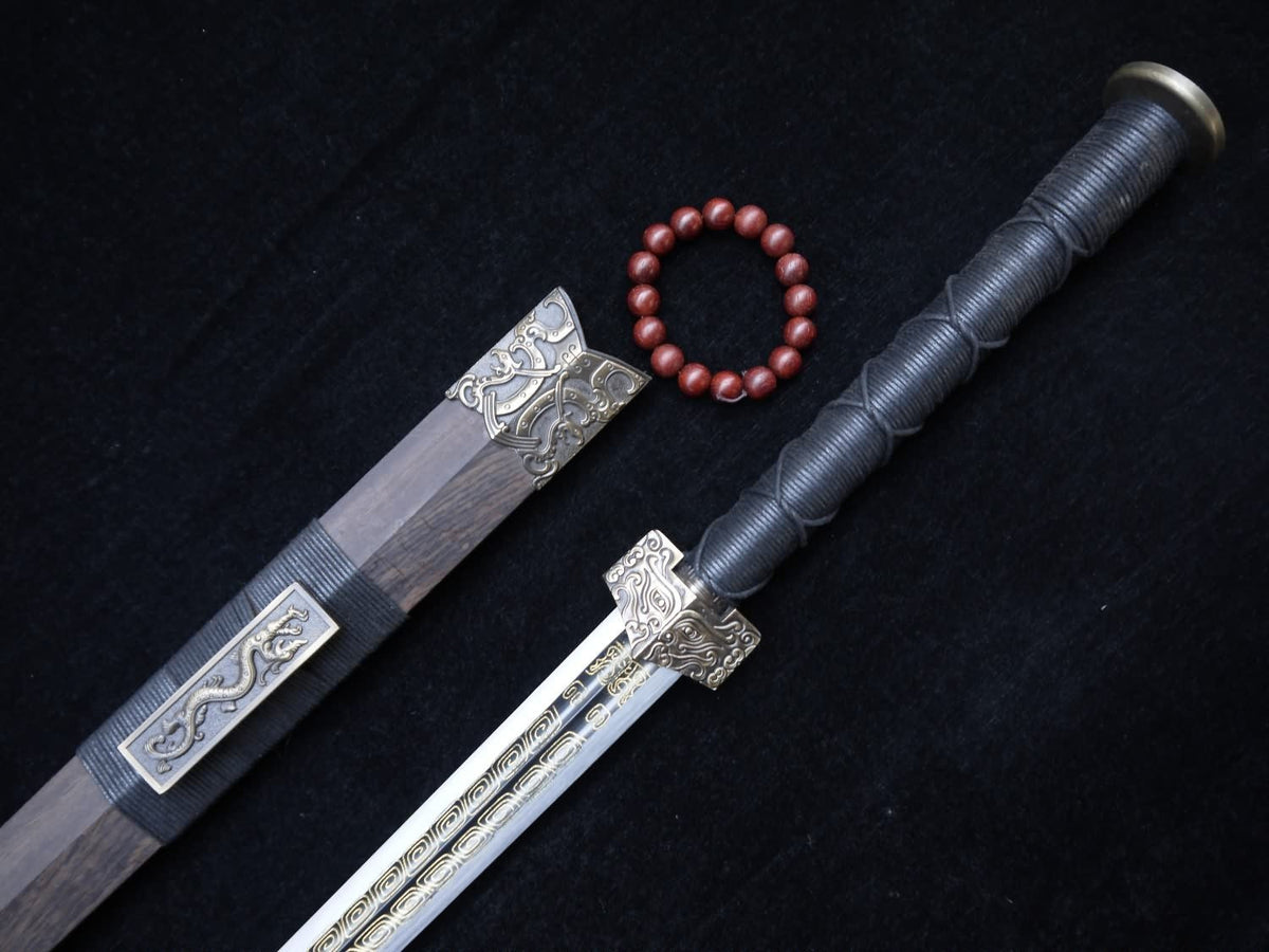 Han sword,Damascus steel Etching flame grain,Rosewood scabbard,Alloy - Chinese sword shop