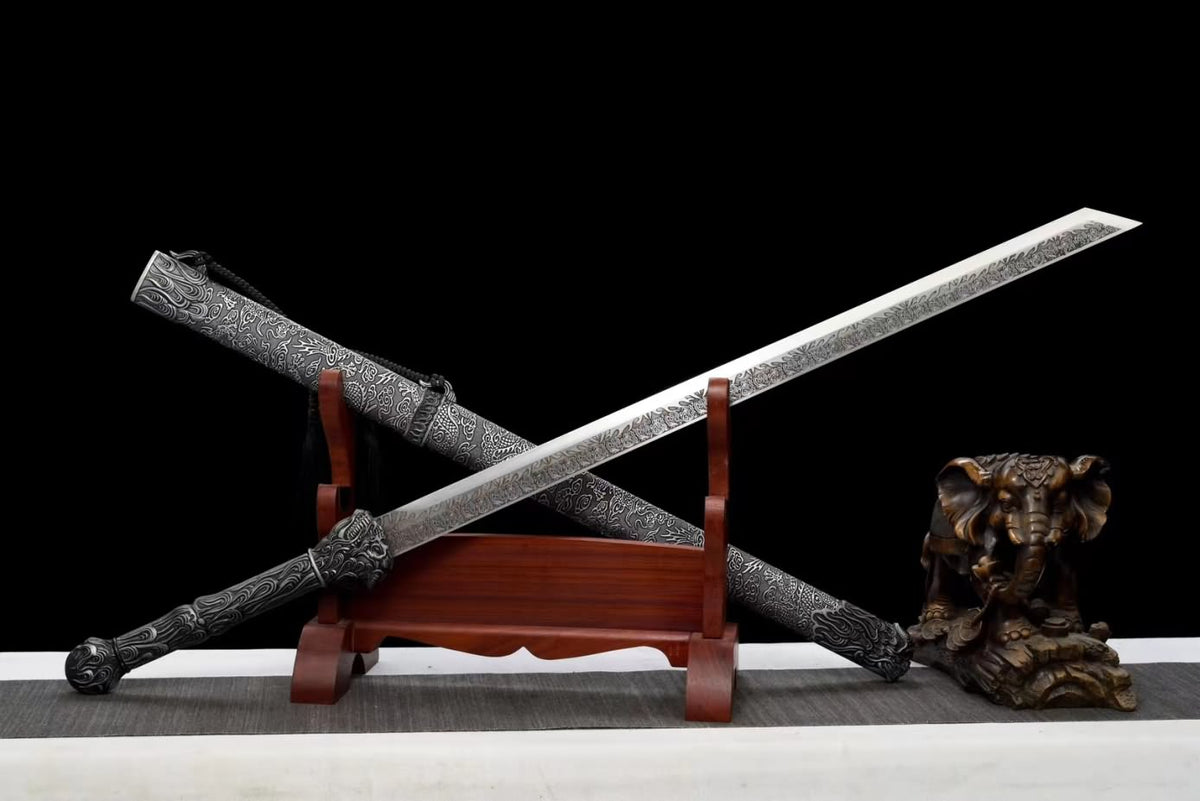 chinese sword,Tang dao,Tactical Sword High Carbon Steel Etching Blade,Alloy Fittings,LOONGSWORD