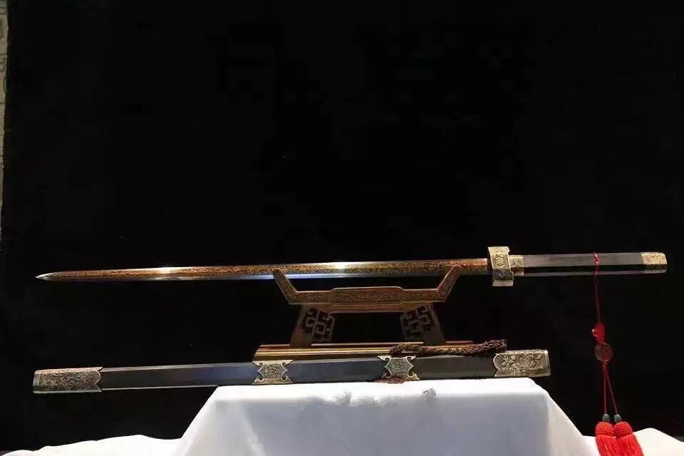 Peony sword,Folded steel red blade,Ebony scabbard,Copper fitting,Length 45 inch - Chinese sword shop