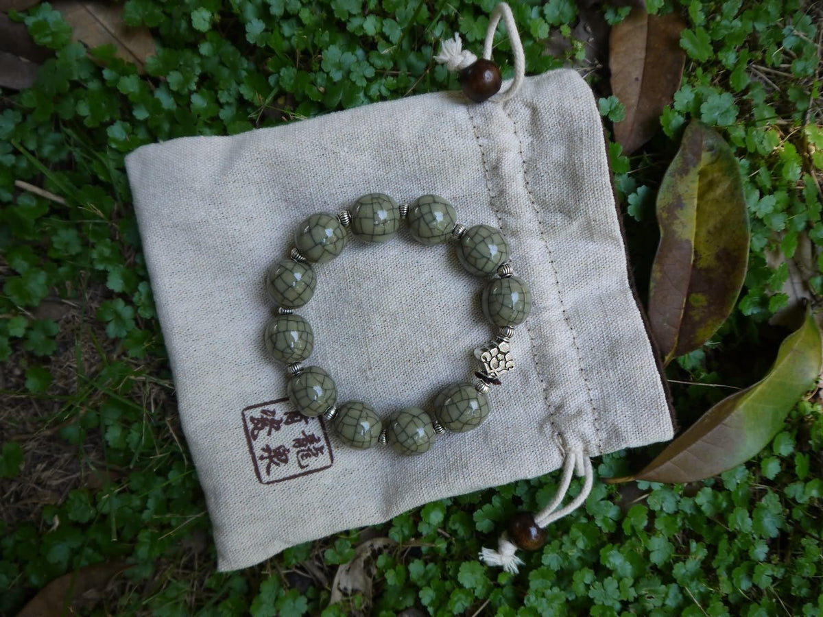Longquan celadon Ge kiln/Celadon bracelet/Chain/Swarovski no.624 - Chinese sword shop