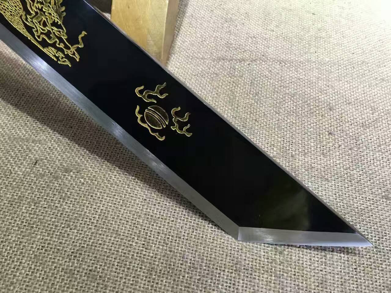 Dragon machete/Outdoor knife/Manganese steel/Brown leather scabbard - Chinese sword shop