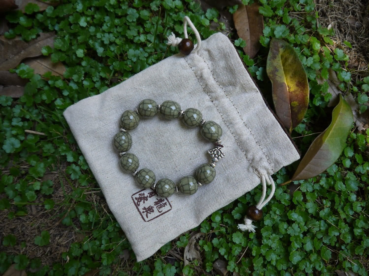 Longquan celadon Ge kiln/Celadon bracelet/Chain/Swarovski no.624 - Chinese sword shop