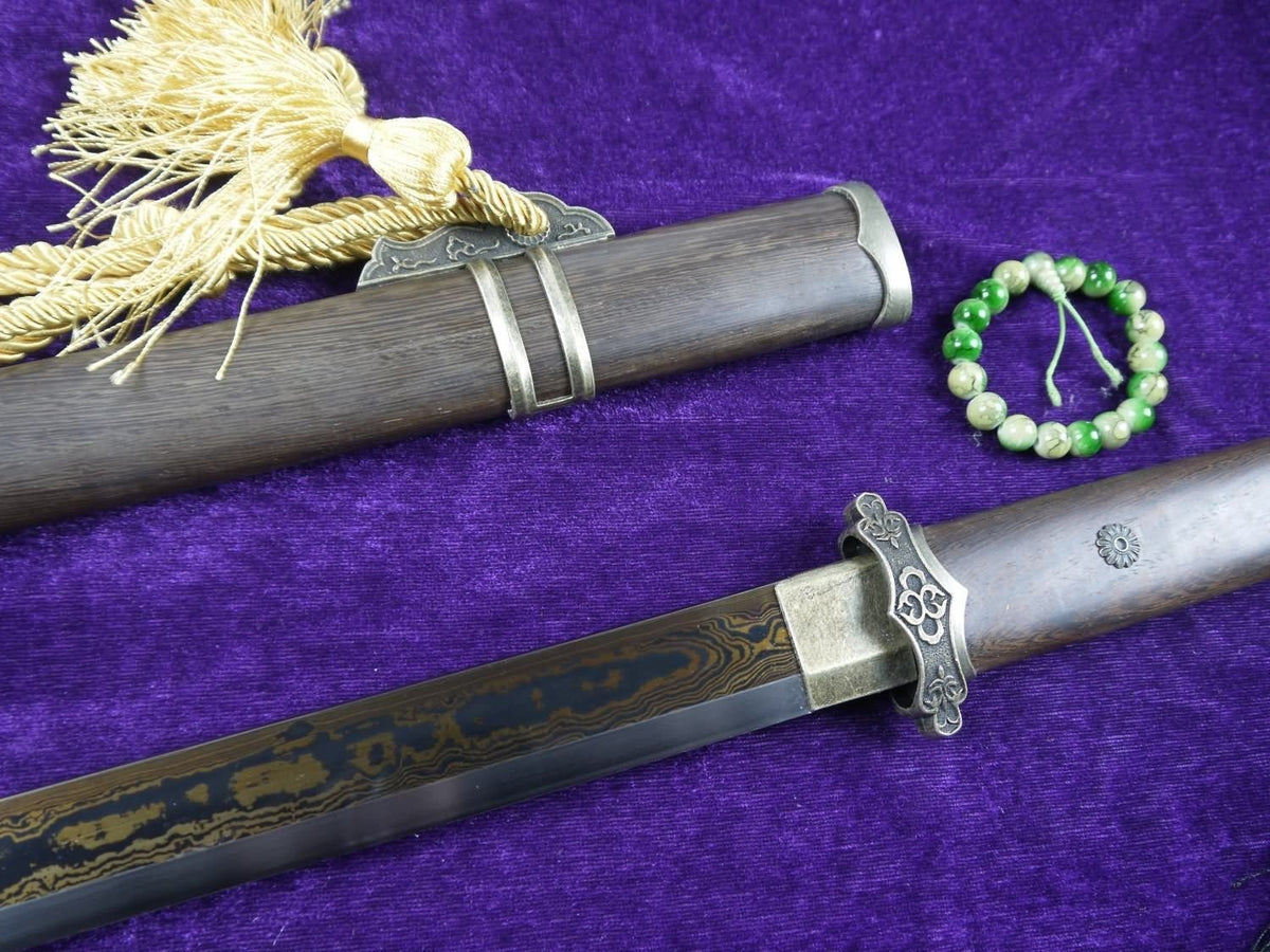 Tang dao sword/Damascus Steel blade/Rosewood Saya/Alloy fittings/Length 39" - Chinese sword shop