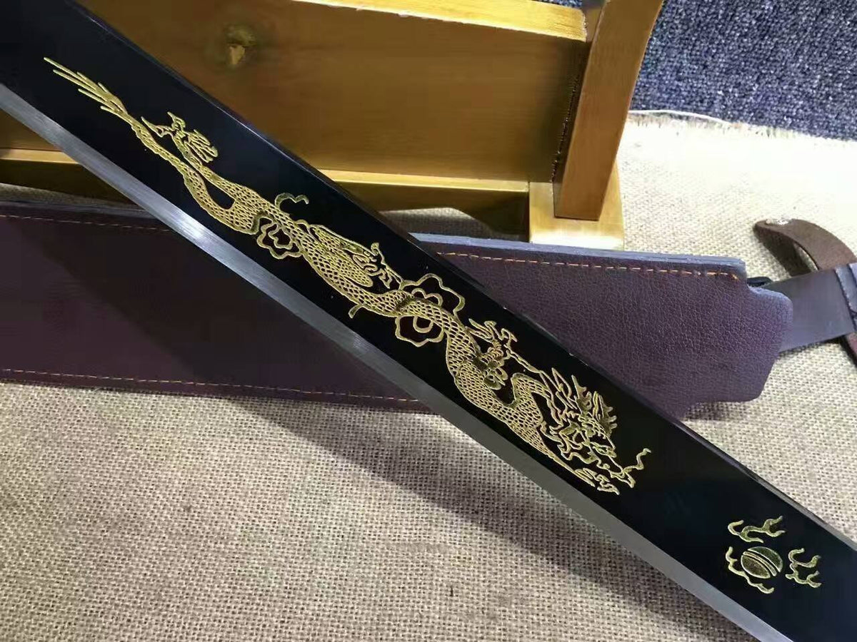 Dragon machete/Outdoor knife/Manganese steel/Brown leather scabbard - Chinese sword shop
