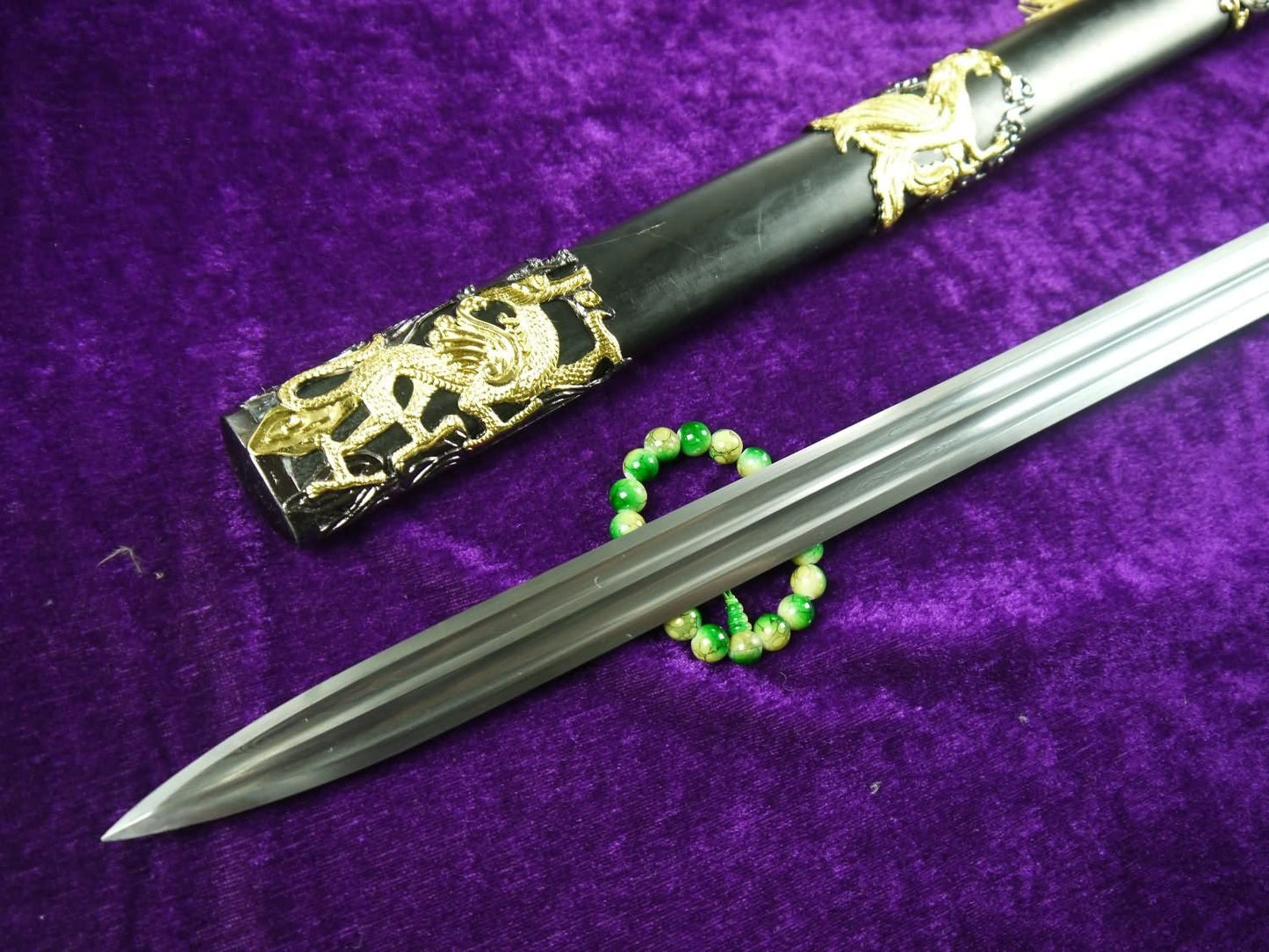 Xuanwu jian,sword,Damascus Steel Groove Blade,Black Wood Scabbard