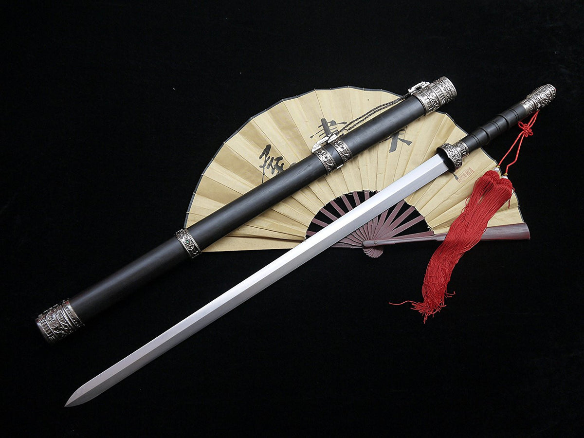 Longquan sword(High carbon steel blade,Black wood scabbard,Zinc-alloy fitted)Length 39" - Chinese sword shop