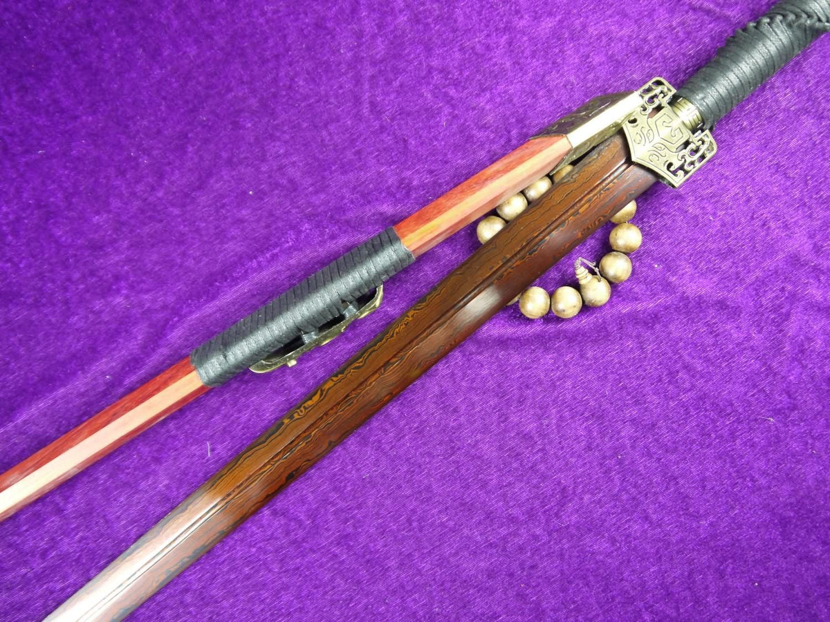 Han swords/Damascus steel red blade/Redwood scabbard/Alloy/Length 39" - Chinese sword shop