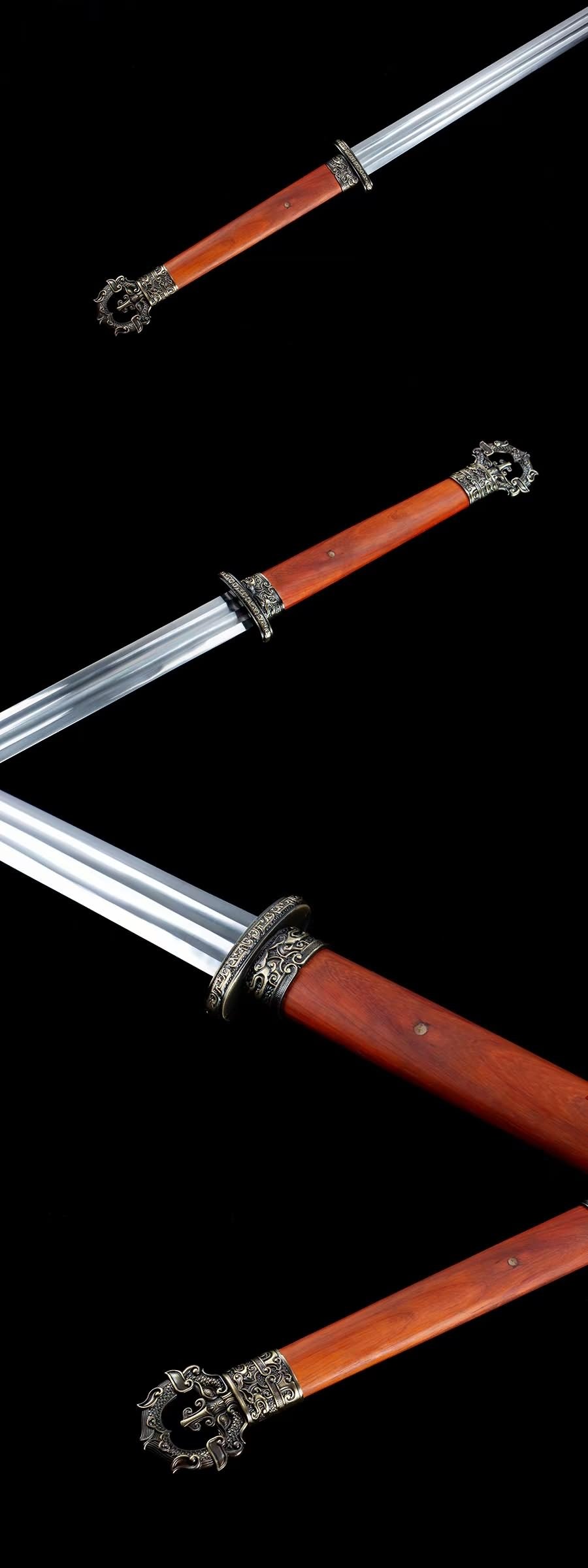 LOONGSWORD,Tang jian,Battle Ready,Forged High Manganese Steel Blades,Redwood Scabbard